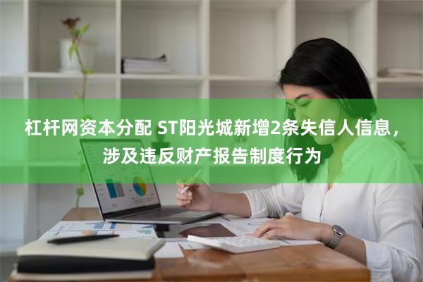 杠杆网资本分配 ST阳光城新增2条失信人信息，涉及违反财产报告制度行为