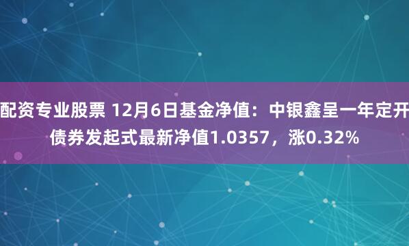 配资专业股票 12月6日基金净值：中银鑫呈一年定开债券发起式最新净值1.0357，涨0.32%