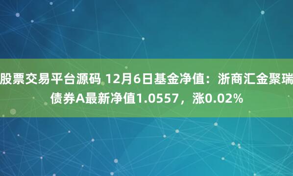 股票交易平台源码 12月6日基金净值：浙商汇金聚瑞债券A最新净值1.0557，涨0.02%