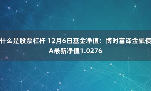 什么是股票杠杆 12月6日基金净值：博时富泽金融债A最新净值1.0276