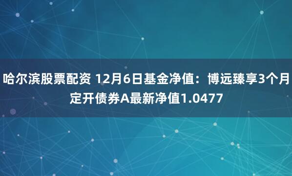 哈尔滨股票配资 12月6日基金净值：博远臻享3个月定开债券A最新净值1.0477