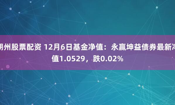 朔州股票配资 12月6日基金净值：永赢坤益债券最新净值1.0529，跌0.02%