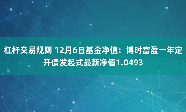 杠杆交易规则 12月6日基金净值：博时富盈一年定开债发起式最新净值1.0493