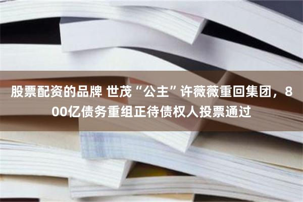 股票配资的品牌 世茂“公主”许薇薇重回集团，800亿债务重组正待债权人投票通过