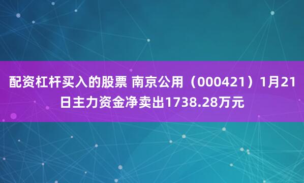 配资杠杆买入的股票 南京公用（000421）1月21日主力资金净卖出1738.28万元