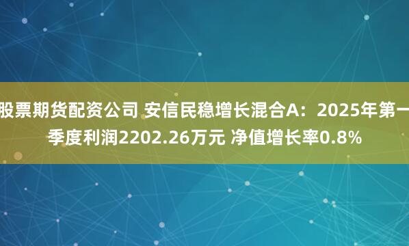 股票期货配资公司 安信民稳增长混合A：2025年第一季度利润2202.26万元 净值增长率0.8%